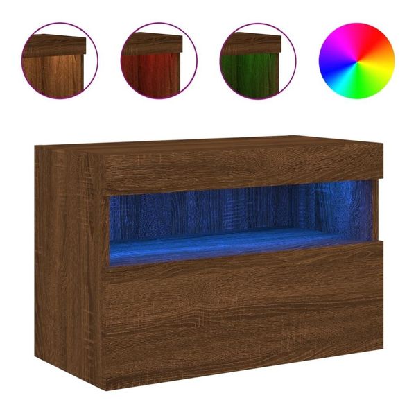 Syfax™ Mobile Tv A Parete Con Luci Led Rovere Marrone 60X30X40 Cm-image