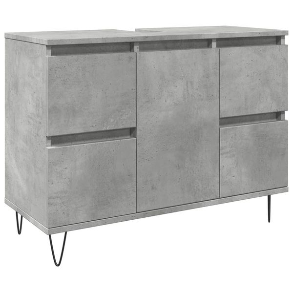 Syfax™ Armadietto Da Bagno Grigio Cemento 80X33X60Cm In Truciolato-image