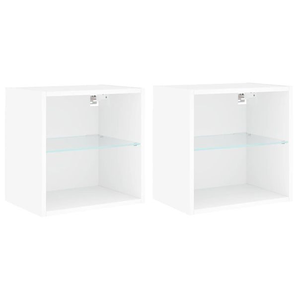 Syfax™ Comodini Con Luci Led A Parete 2Pz Bianchi-image