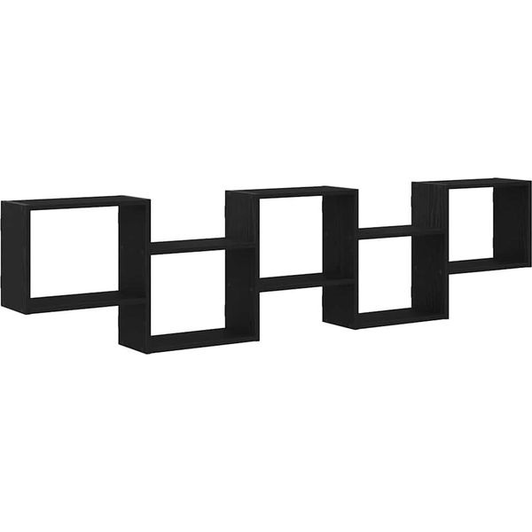 Syfax™ Mensola A Cubo Da Parete 5 Scomparti Legno Multistrato Nero-image
