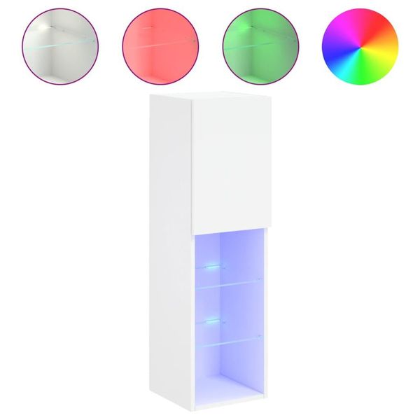 Syfax™ Mobile Tv Con Luci Led Bianco 30,5X30X102 Cm-image