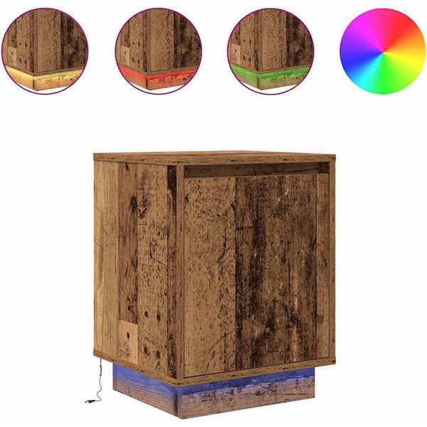 Syfax™ Comodini Con Luci A Led 2 Pz Legno Antico 38X34X50 Cm-image