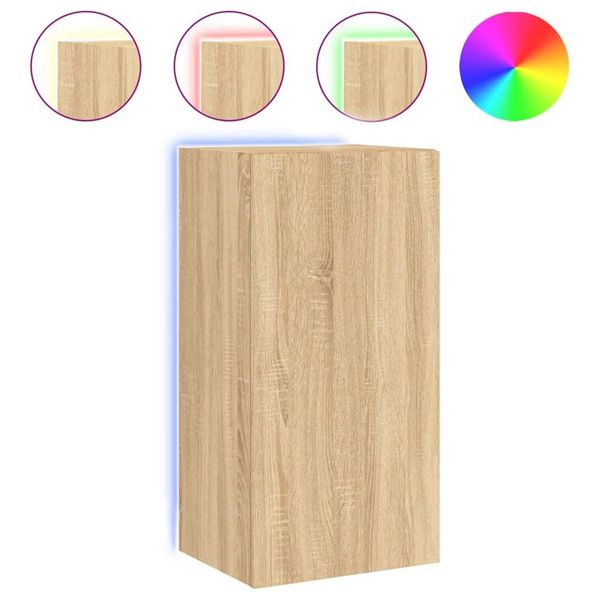 Syfax™ Mobile Tv A Parete Con Luci Led Rovere Sonoma 40,5X35X80 Cm-image