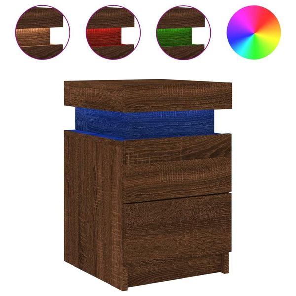 Syfax™ Comodino Con Luci Led Rovere Marrone 35X39X55 Cm-image