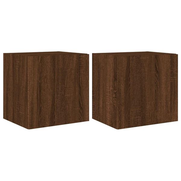 Syfax™ Mobili Tv A Parete Con Luci Led 2Pz Rovere Marrone 40,5X35X40Cm-image
