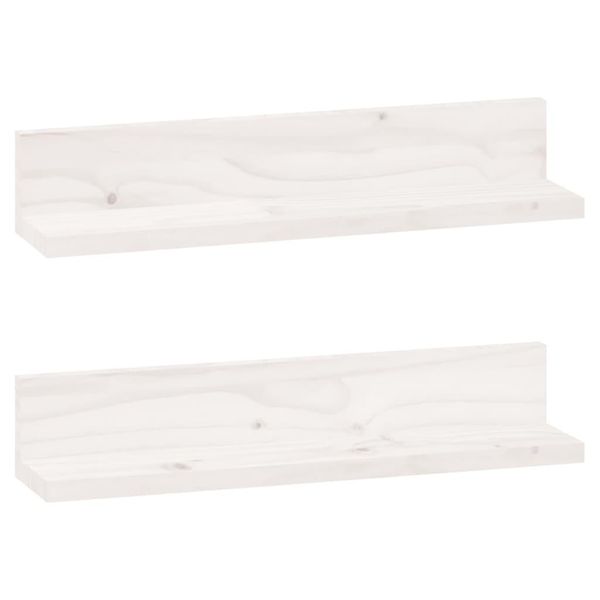 Syfax™ Mensole Da Parete 2 Pz Bianco 50X11X9Cm Legno Massello Di Pino-image