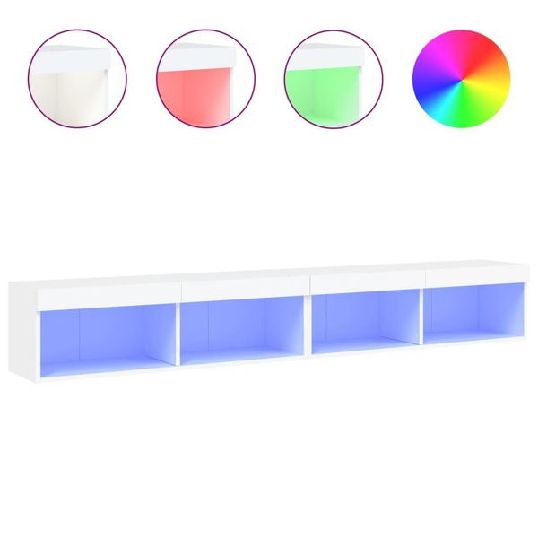 Syfax™ Mobili Porta Tv Con Luci Led 2 Pz Bianchi 100X30X30 Cm-image