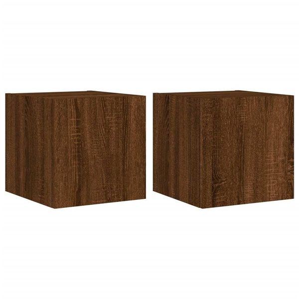 Syfax™ Mobili Tv A Parete Con Luci Led 2Pz Rovere Marrone 30,5X35X30Cm-image
