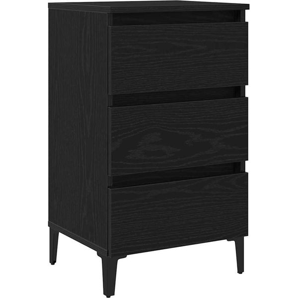 Syfax™ Armadio Da Notte Rovere Nero 40 X 35 X 69 Cm Legno Multistrato-image