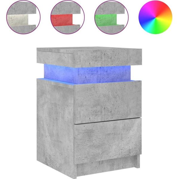 Syfax™ Comodino Con Luci Led Grigio Cemento 35X39X55 Cm-image