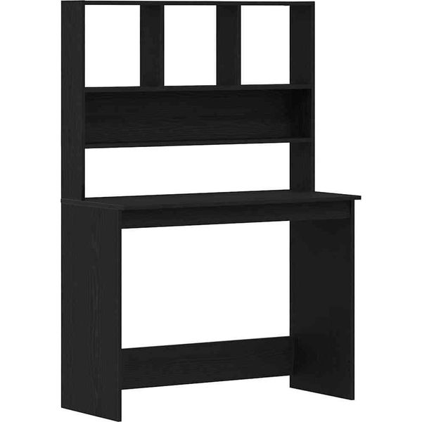 Syfax™ Scrivania Con Mensole Rovere Nero 102X45X148 Cm In Truciolato-image
