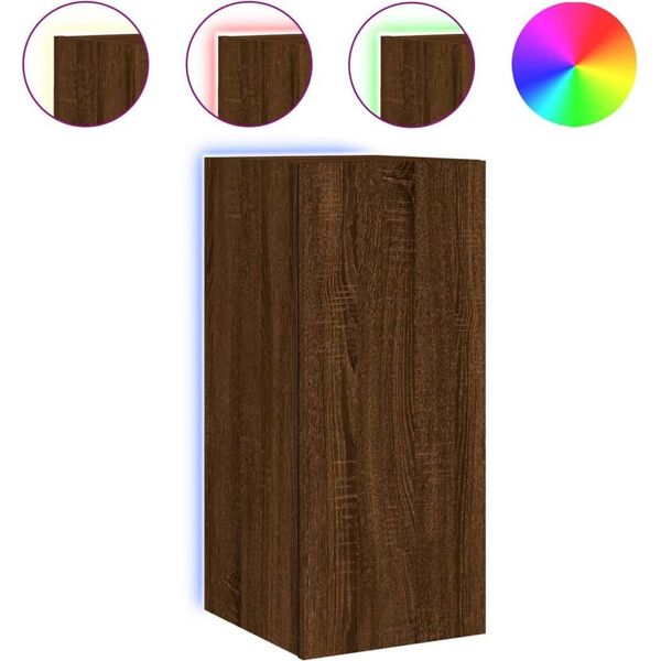 Syfax™ Mobile Tv A Parete Con Luci Led Rovere Marrone 30,5X35X70 Cm-image