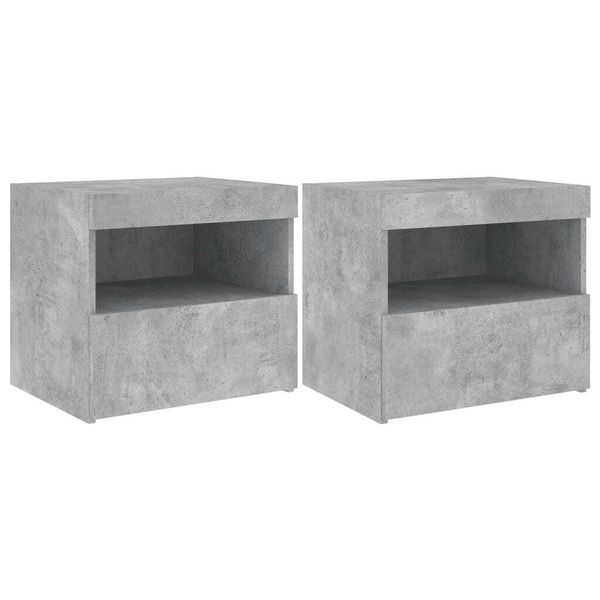 Syfax™ Comodini Con Luci Led 2Pz Grigio Cemento 50X40X45 Cm-image