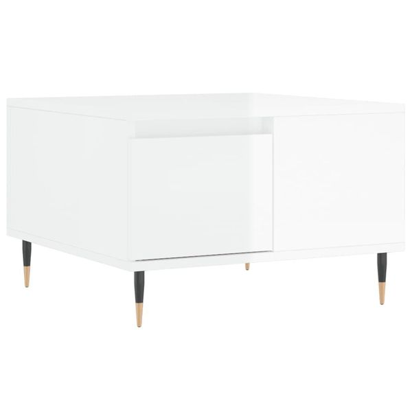 Syfax™ Tavolino Salotto Bianco Lucido 55X55X36,5 Cm Legno Multistrato-image