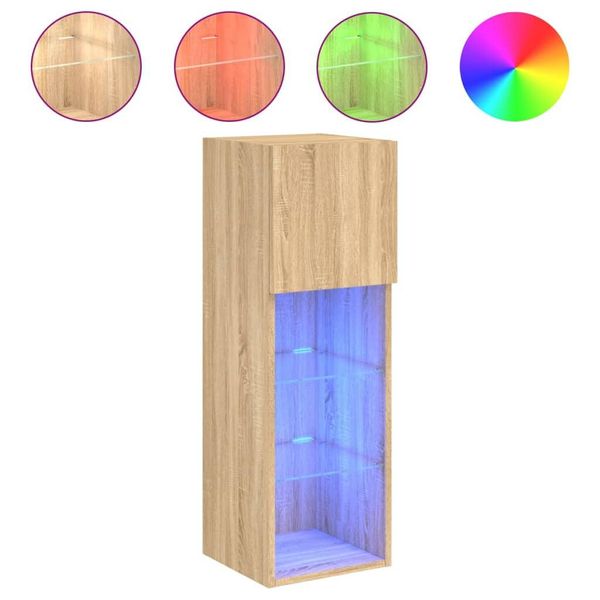 Syfax™ Mobile Tv Con Luci Led Rovere Sonoma 30,5X30X90 Cm-image