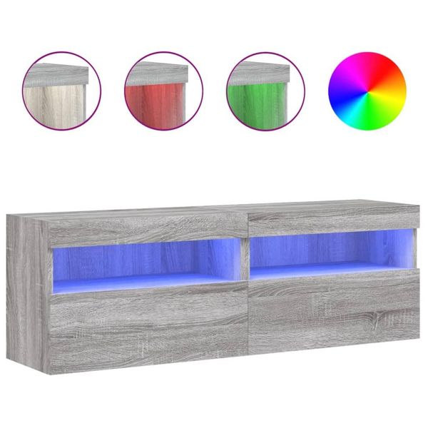 Syfax™ Mobili Tv A Parete Con Luci Led 2Pz Grigio Sonoma 60X30X40 Cm-image