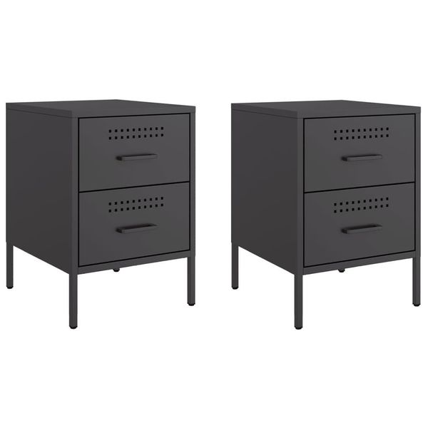 Syfax™ Comodini 2 Pz Nero 36X39X50,5 Cm In Acciaio-image