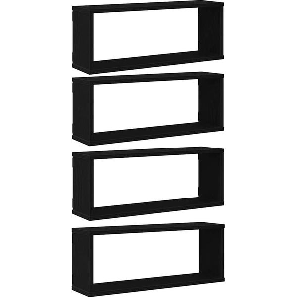 Syfax™ Scaffali Da Parete 4 Pcs Rovere Nero 60 X 15 X 23 Cm-image