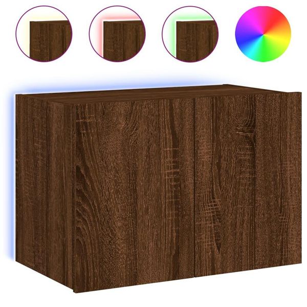 Syfax™ Mobile Tv A Parete Con Luci Led Rovere Marrone 60X35X41 Cm-image
