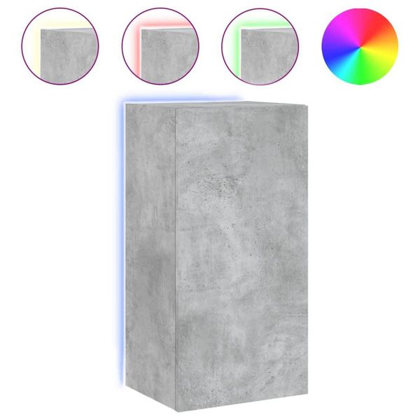 Syfax™ Mobile Tv A Parete Con Luci Led Grigio Cemento 40,5X35X80 Cm-image