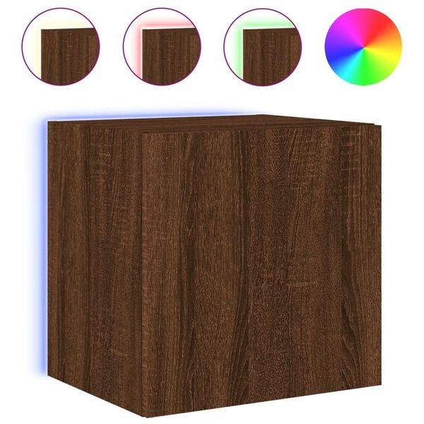 Syfax™ Mobile Tv A Parete Con Luci Led Rovere Marrone 40,5X35X40 Cm-image