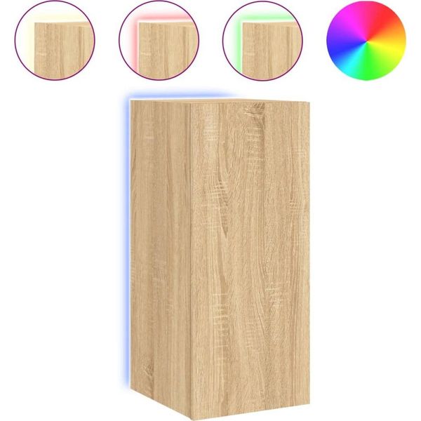 Syfax™ Mobile Tv A Parete Con Luci Led Rovere Sonoma 30,5X35X70 Cm-image