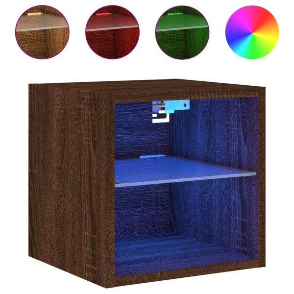 Syfax™ Mobile Tv A Parete Con Luci Led Rovere Marrone 30X28,5X30 Cm-image
