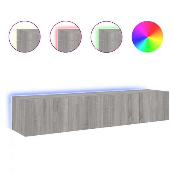 Syfax™ Mobili Tv A Parete Con Luci Led 2Pz Grigio Sonoma 80X35X31 Cm-image