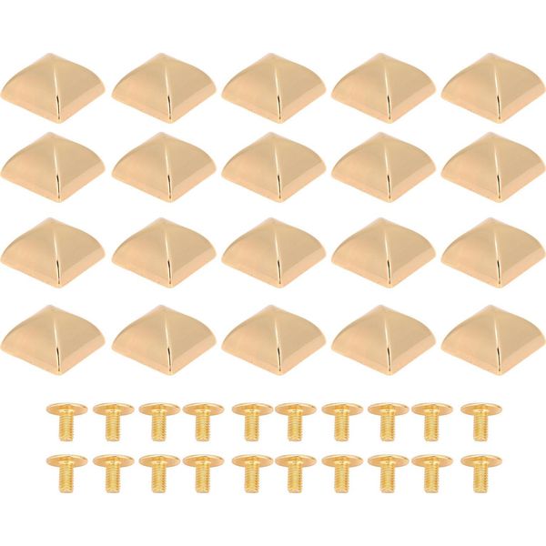 20 Pezzi Piramide Rivetti 18 Millimetri Zinco Posa Quadrato Con Viti Ph Per Cintura Marsupio Cappelli Scarpe Oro-image