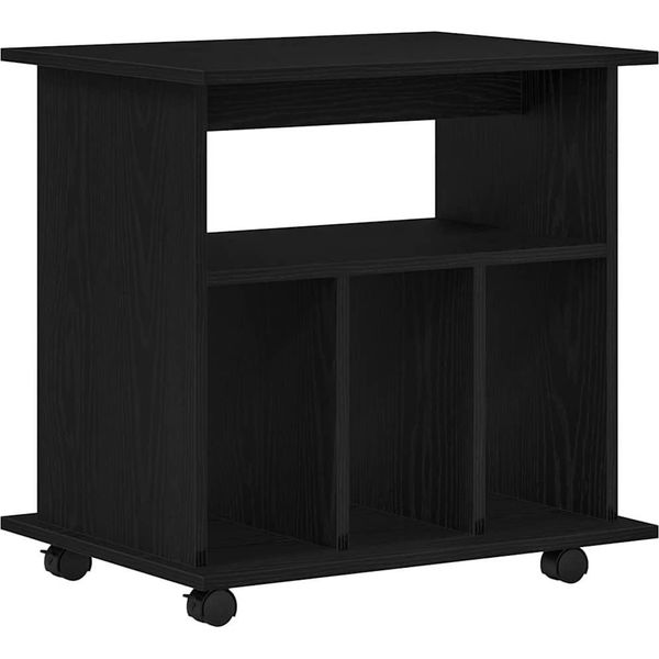 Syfax™ Mobile Con Ruote Rovere Nero 60 X 45 X 55 Cm Legno Multistrato-image