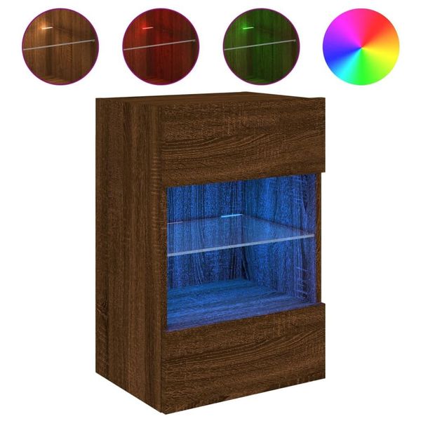 Syfax™ Mobile Tv A Parete Con Luci Led Rovere Marrone 40X30X60,5 Cm-image