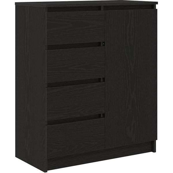 Syfax™ Credenza Con Cassetti Rovere Nero 71X35X84 Cm Legno Multistrato-image