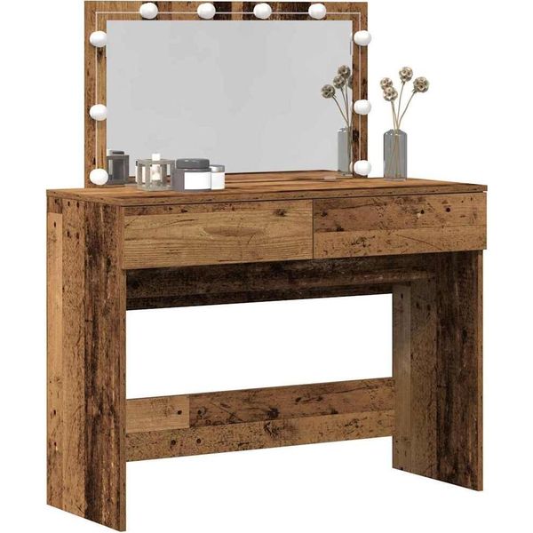 Syfax™ Tavolo Da Trucco Con Cassetto Legno Vecchio 100 X 40 X 120 Cm-image