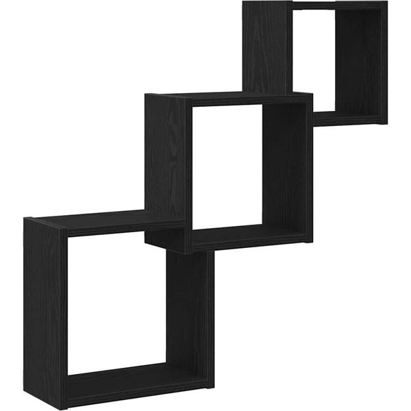 Syfax™ Mensole A Cubo Parete Rovere Nero 68X15X68 Cm Legno Multistrato-image