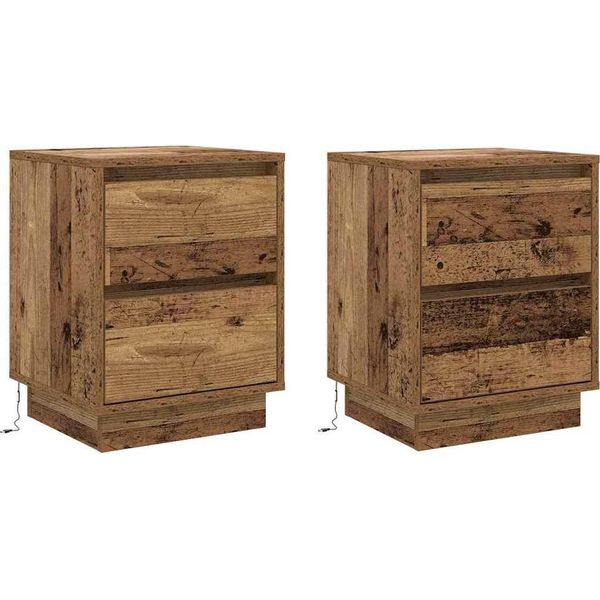 Syfax™ Armadio Da Notte 2 Pcs Legno Vecchio 39 X 34,5 X 50 Cm-image