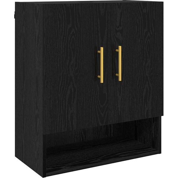 Syfax™ Armadietto A Muro Rovere Nero 60 X 31 X 70 Cm Legno Multistrato-image