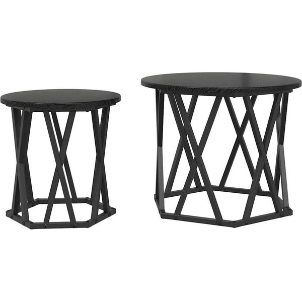 Syfax™ Tavolo Laterale 2 Pcs Rovere Nero-image