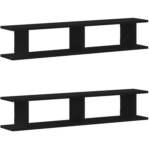 Syfax™ Mensole Da Parete 2 Pz Rovere Nero 105X18X20 Cm In Truciolato-image