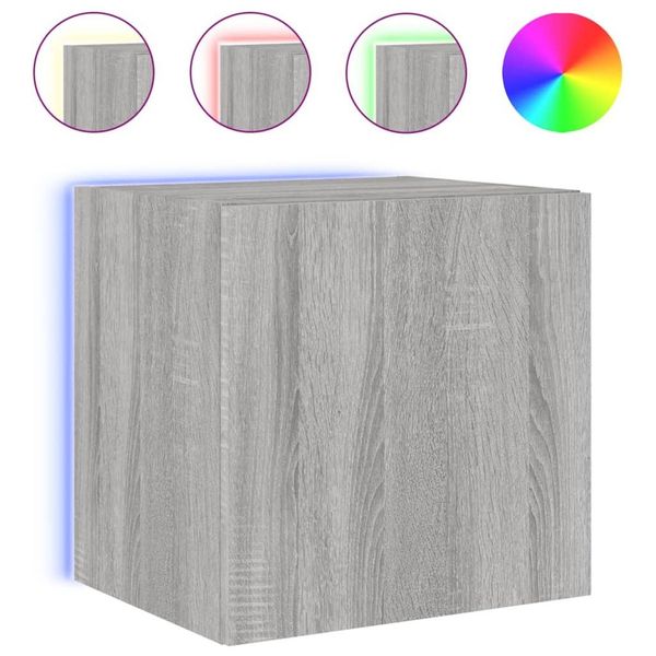 Syfax™ Mobile Tv A Parete Con Luci Led Grigio Sonoma 40,5X35X40 Cm-image