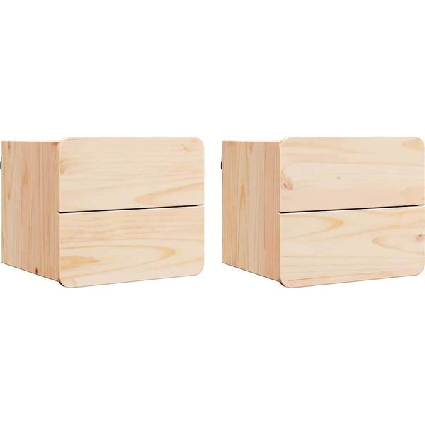 Syfax™ Comodino 2 Pcs Naturale 39 X 34 X 33 Cm Legno Di Pino Massello-image
