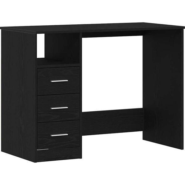 Syfax™ Scrivania Cassetti Rovere Nero 102X50X76 Cm Legno Multistrato-image