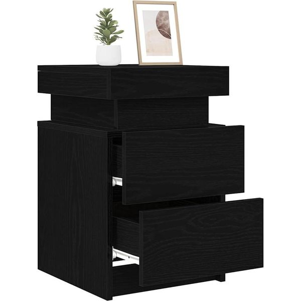 Syfax™ Armadio Da Notte Con Cassetto 2 Pcs Rovere Nero 35 X 39 X 55 Cm-image