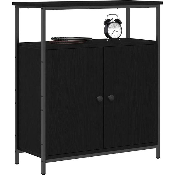 Syfax™ Credenza Rovere Nero 70 X 30 X 80 Cm Legno Multistrato-image