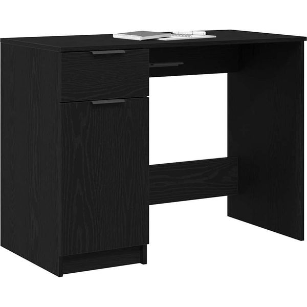 Syfax™ Scrivania Rovere Nero 100 X 50 X 75 Cm Legno Multistrato-image