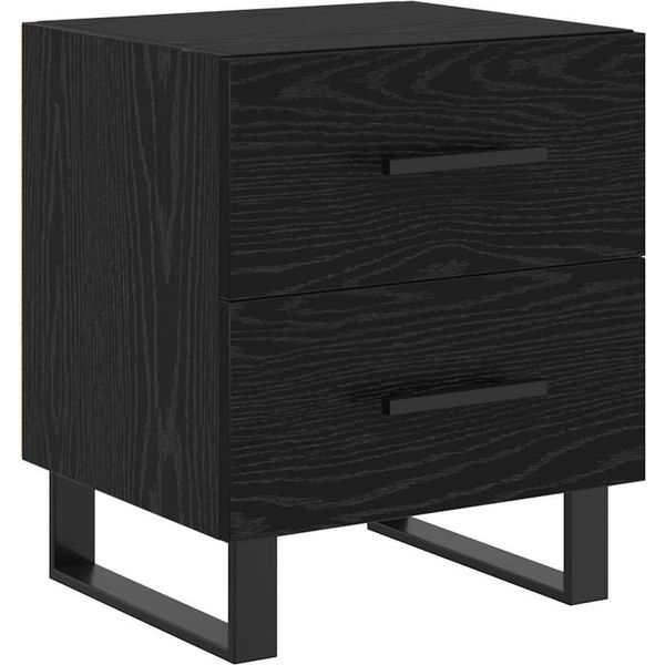 Syfax™ Armadio Da Notte Con Cassetto Rovere Nero 40 X 35 X 47,5 Cm-image