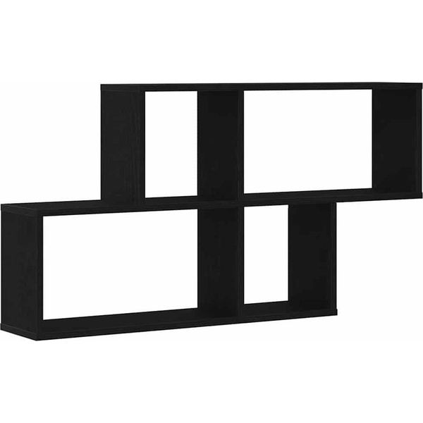 Syfax™ Scaffale Da Parete Con Lo Scaffale Rovere Nero 76 X 15 X 53 Cm-image