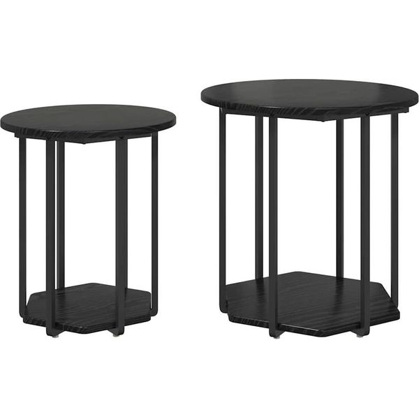 Syfax™ Set Tavolini Con Lo Scaffale 2 Pcs Rovere Nero-image