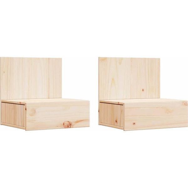 Syfax™ Comodino 2 Pcs Marrone 42 X 32,5 X 40 Cm Legno Di Pino Massello-image
