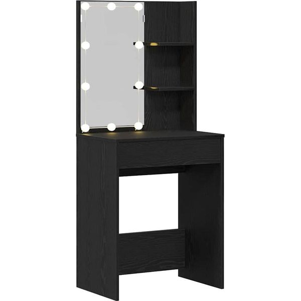 Syfax™ Tavolo Da Trucco Rovere Nero 60 X 40 X 140 Cm Legno Multistrato-image