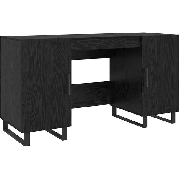 Syfax™ Scrivania Rovere Nero 140 X 50 X 75 Cm Legno Multistrato-image